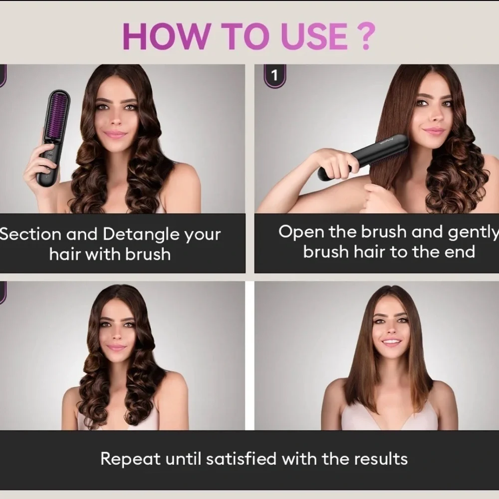 Anyask Cordless Portable Hair Straightener Black Travel Lightweight Chargeable